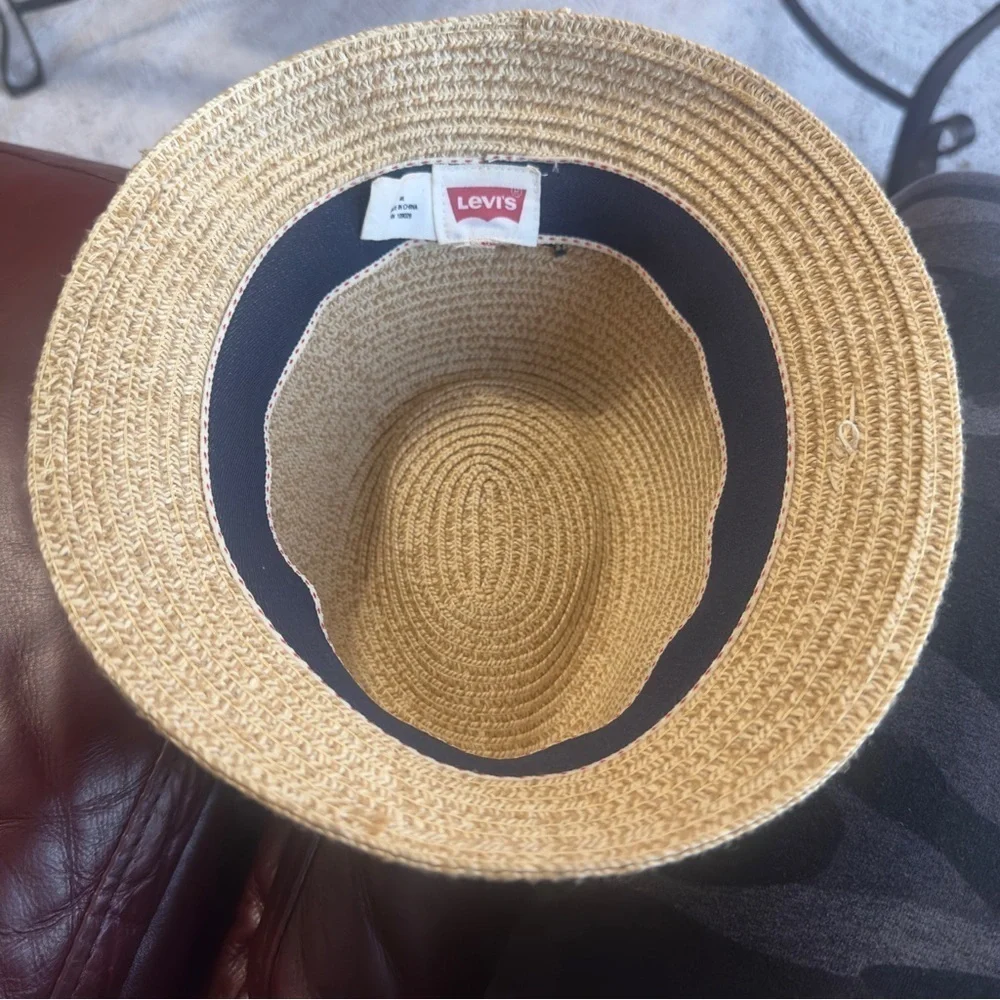 Levi’s Straw Fedora Hat M/L – Summer Beach Trilby with Multicolor Band